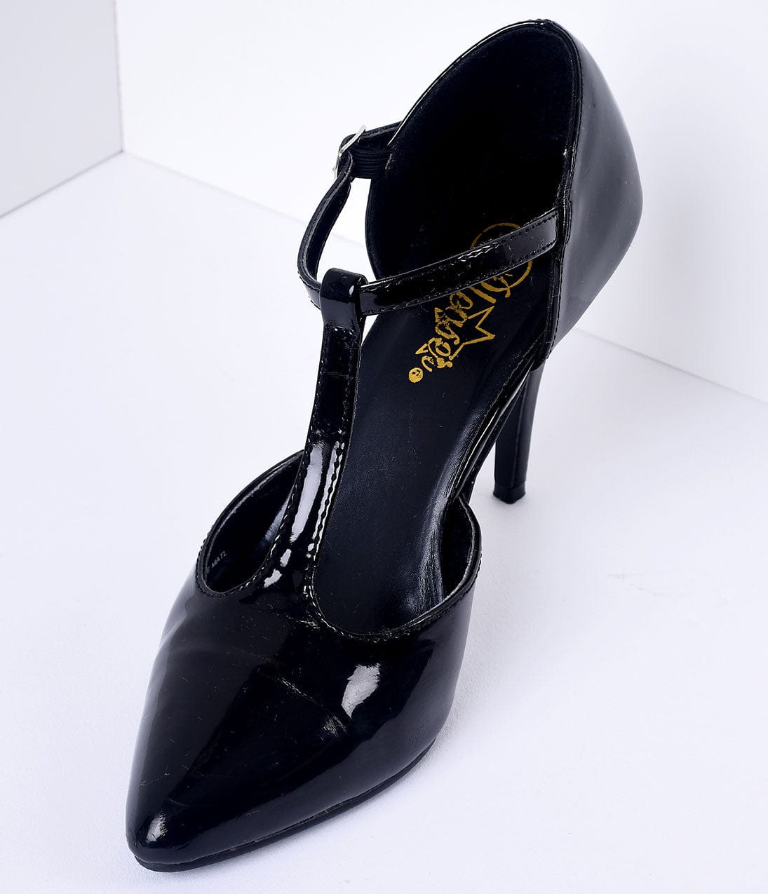 1920s Style Black T-Strap Heels 
