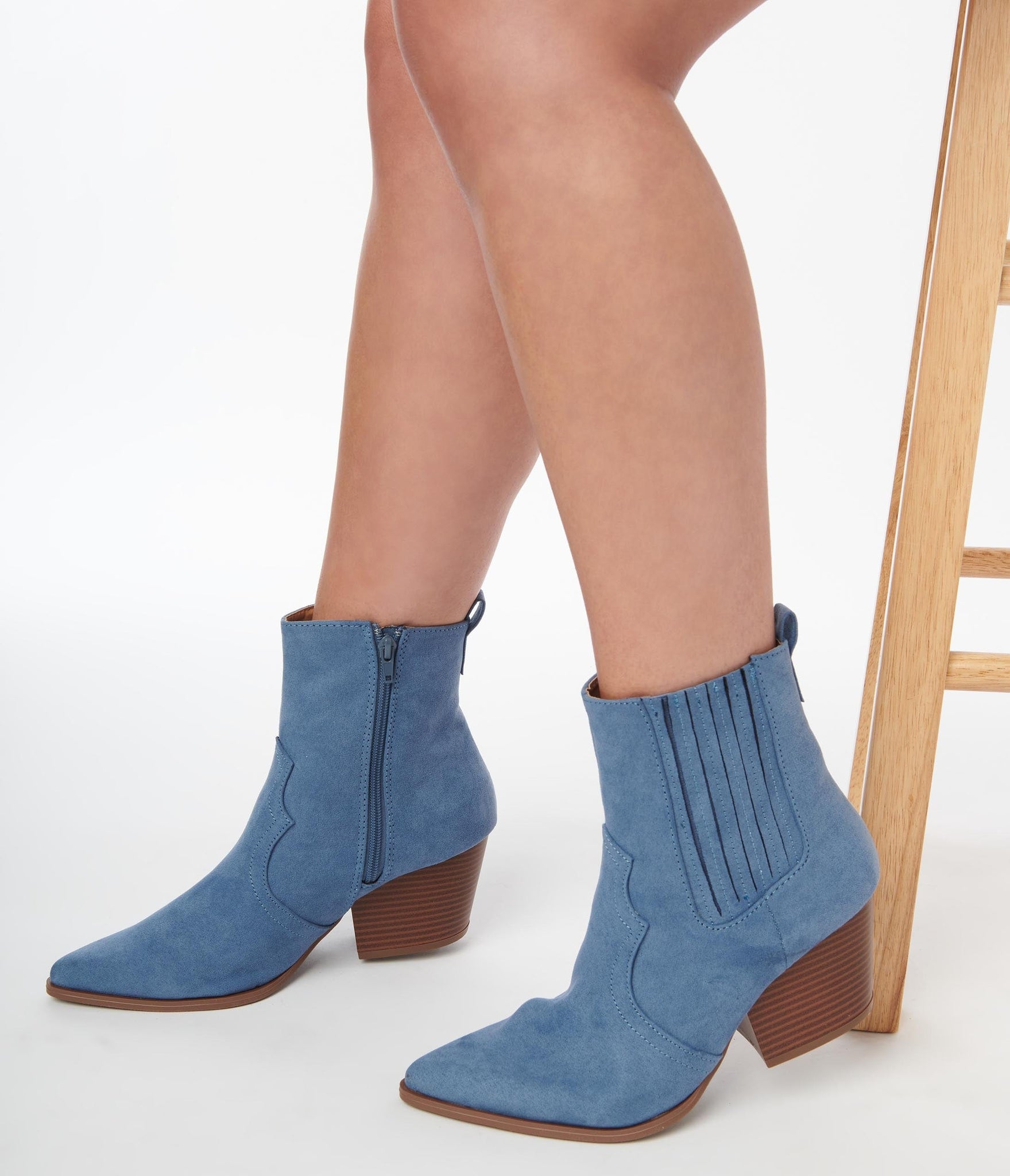 Blue Suede Western Booties