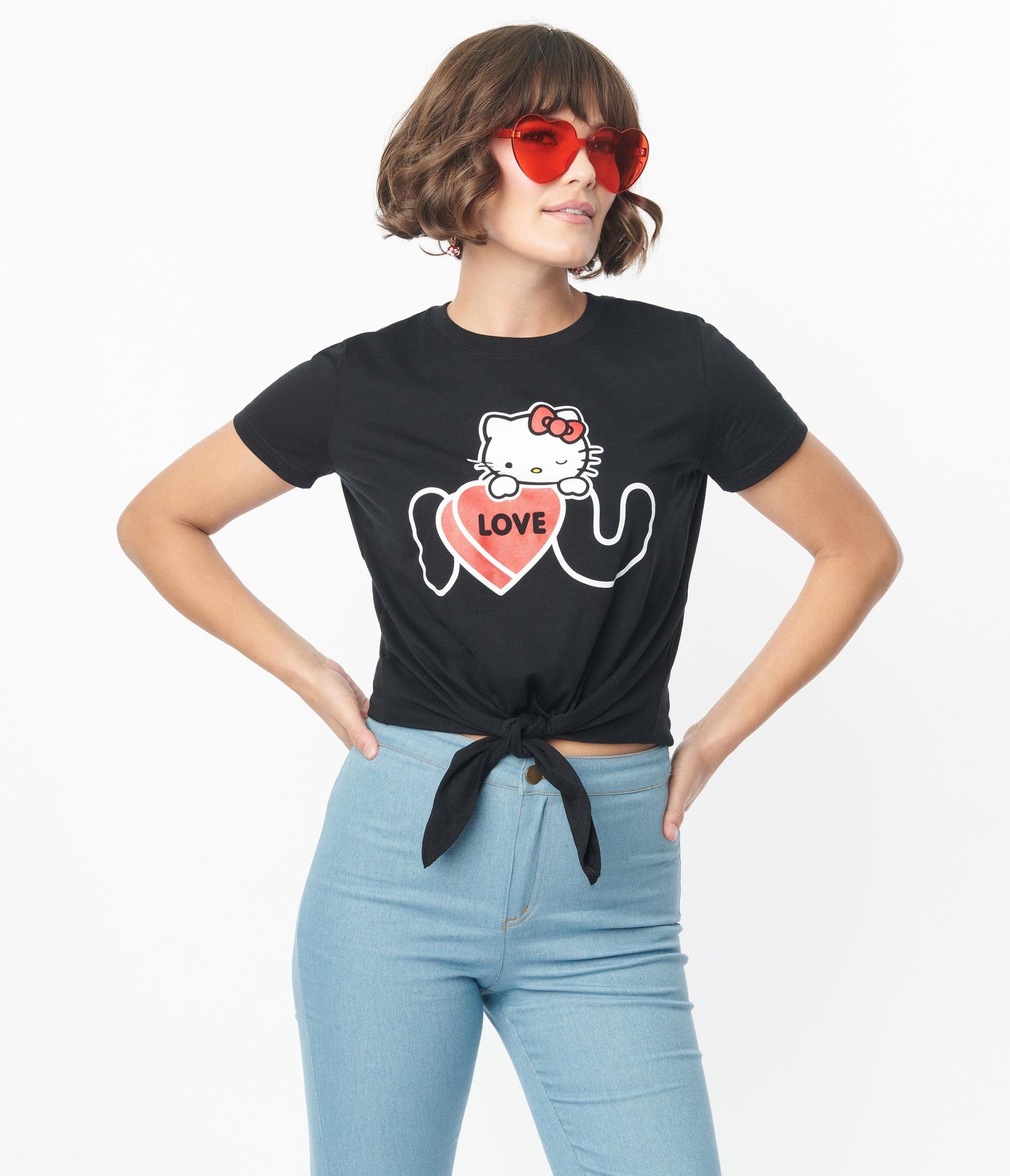 Hello Kitty x Unique Vintage I Love U Graphic Tee Shirt