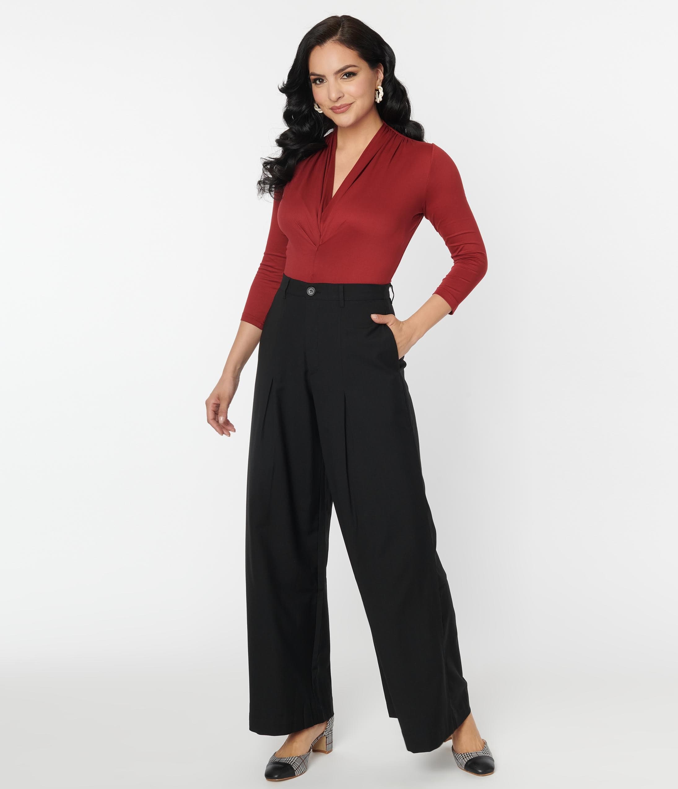 The Sophia Palazzo Wide Leg Trousers in Black Easy To Wear Vintage   Rock n Romance