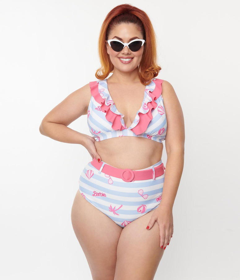 Barbie x acwashingmachines Plus Size Malibu Beach Print Swim Bottoms