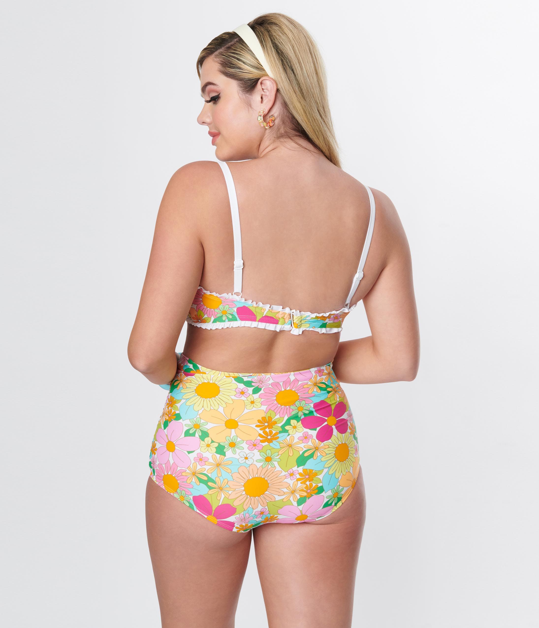 Checkered Floral Print Two-Piece Swimsuit – river + olive™