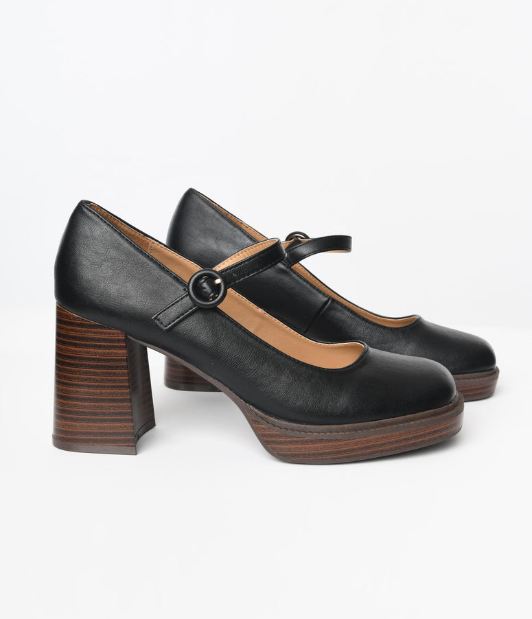 Black Mary Jane Block Heels