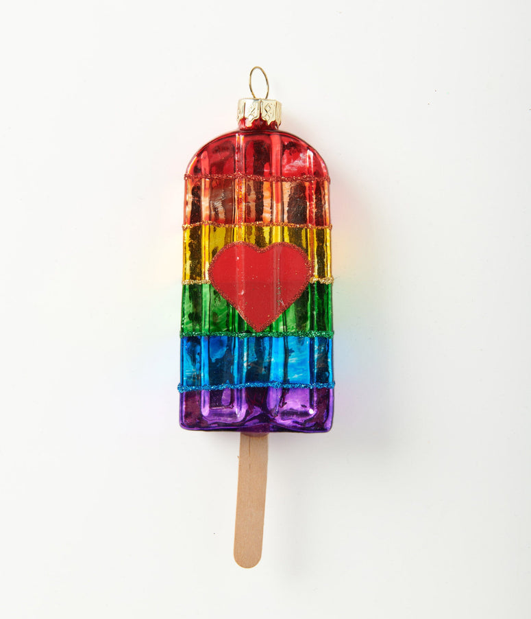 Pride Rainbow Popsicle Glass Ornament