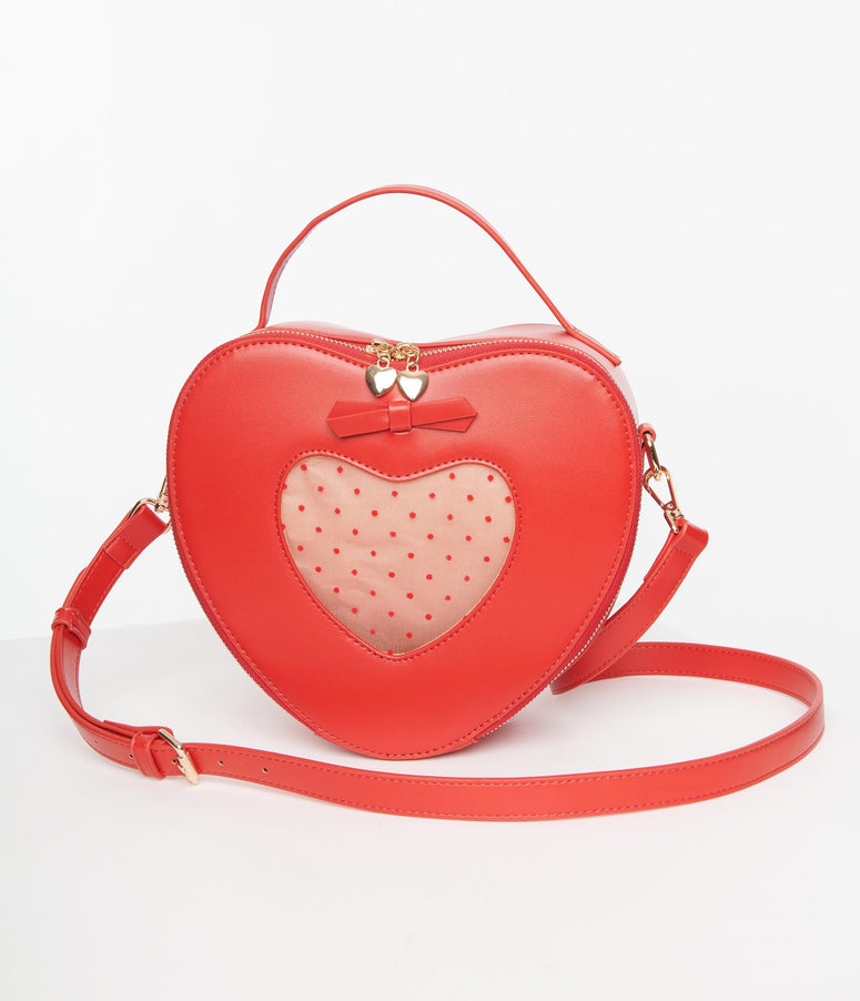 Love is in the Air Red Leatherette Heart Handbag