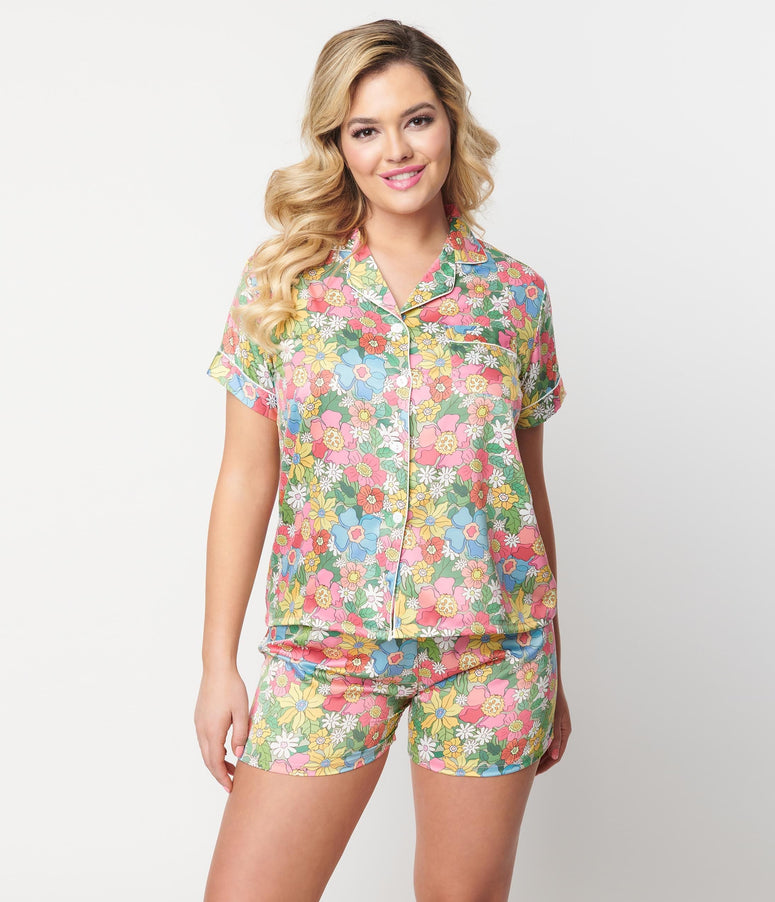 Flowerland Satin Pajama Set