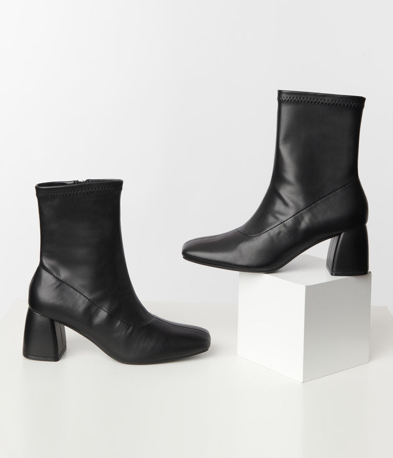 Black Leatherette Booties