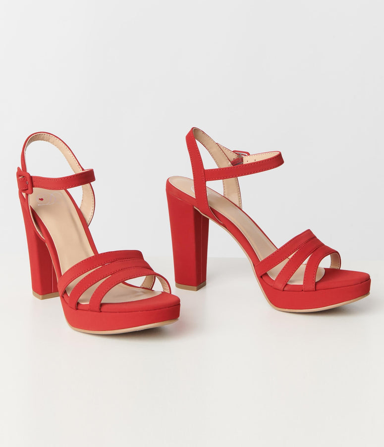 Lipstick Red Platform Heel Sandals