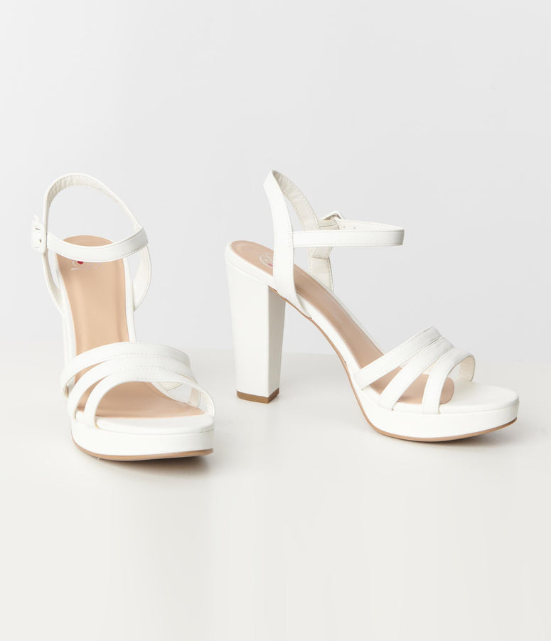 Pure White Platform Heel Sandals