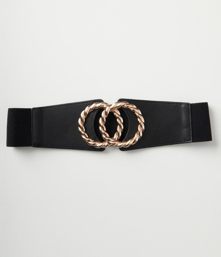 Gold Twist Infinity Black Elastic Belt