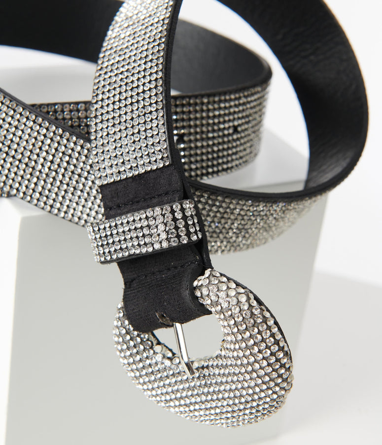 Black All Rhinestone Belt