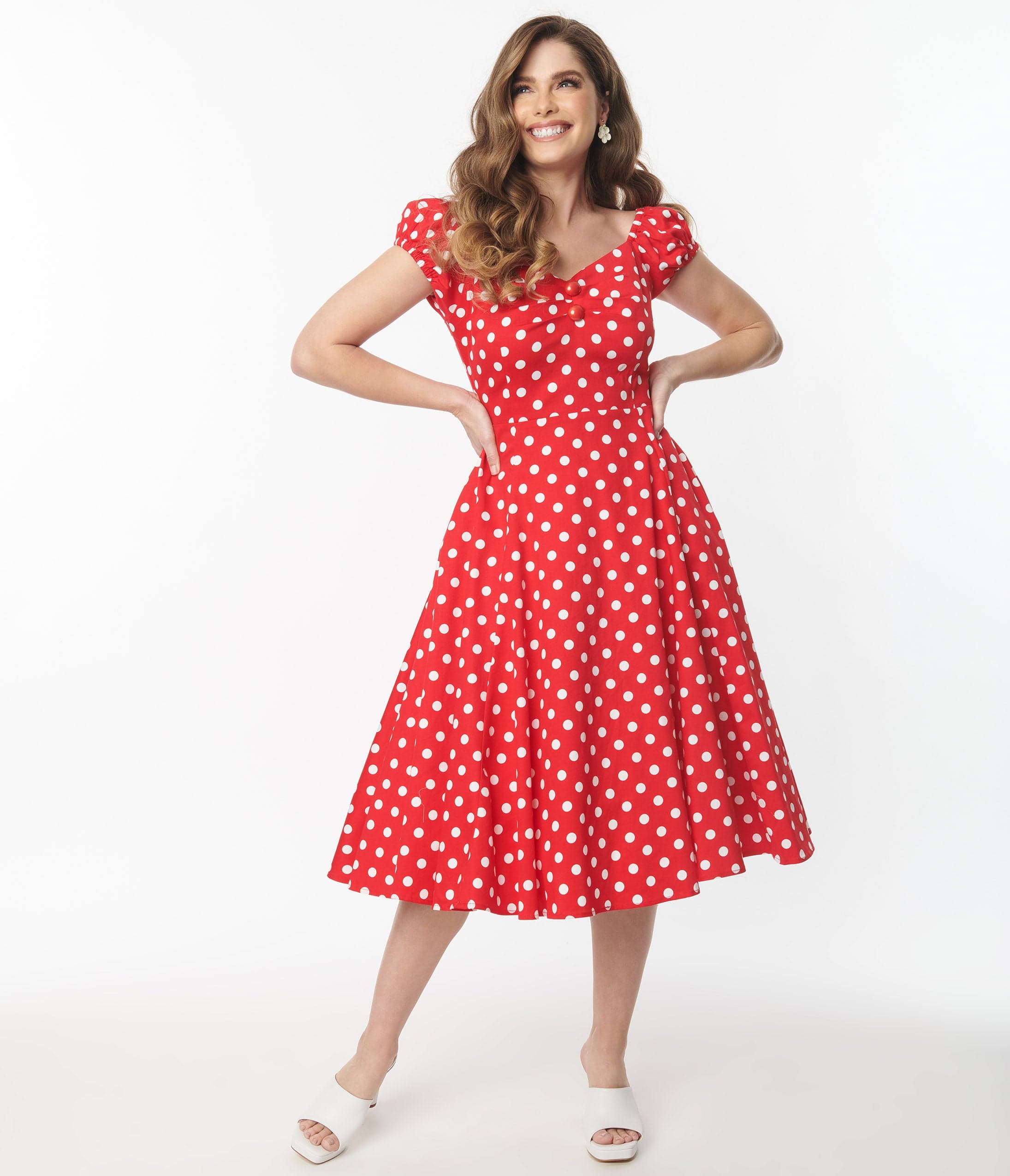 jukbeen Zwitsers accumuleren Collectif Red Polka Dot Dolores Swing Dress – Unique Vintage