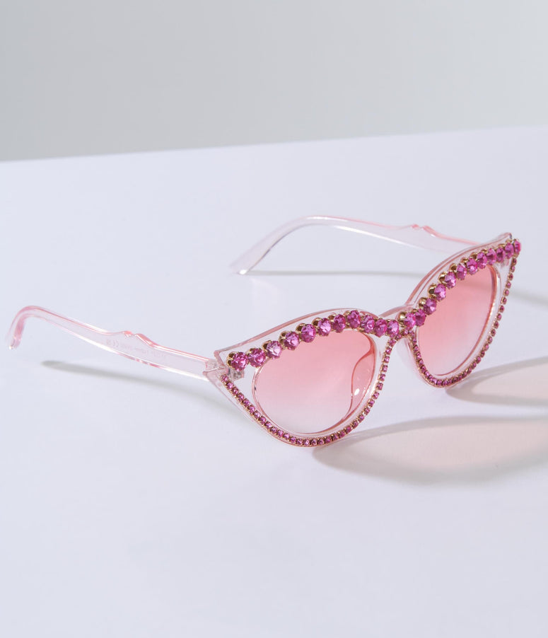 Pink Bejeweled Cat Eye Glasses