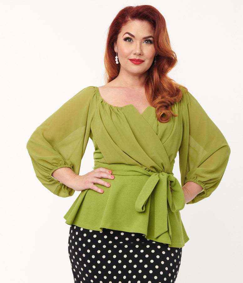 Plus Size Green Sweetheart Top