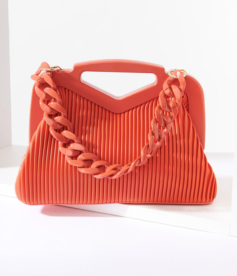 Orange Leatherette Handbag