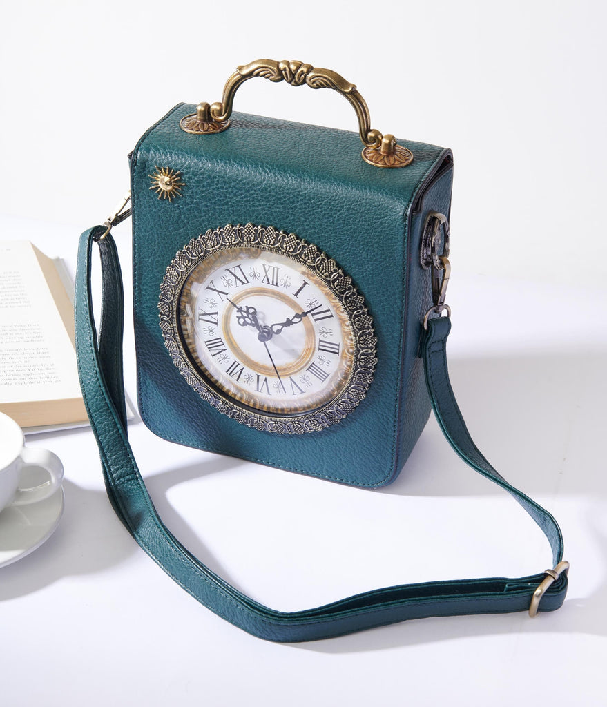 Green Vintage Clock Handbag – Unique Vintage