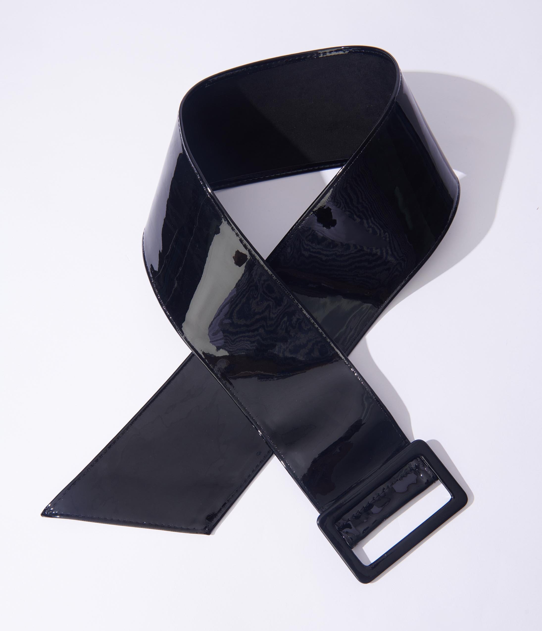 

Black Patent Leatherette Wide Belt