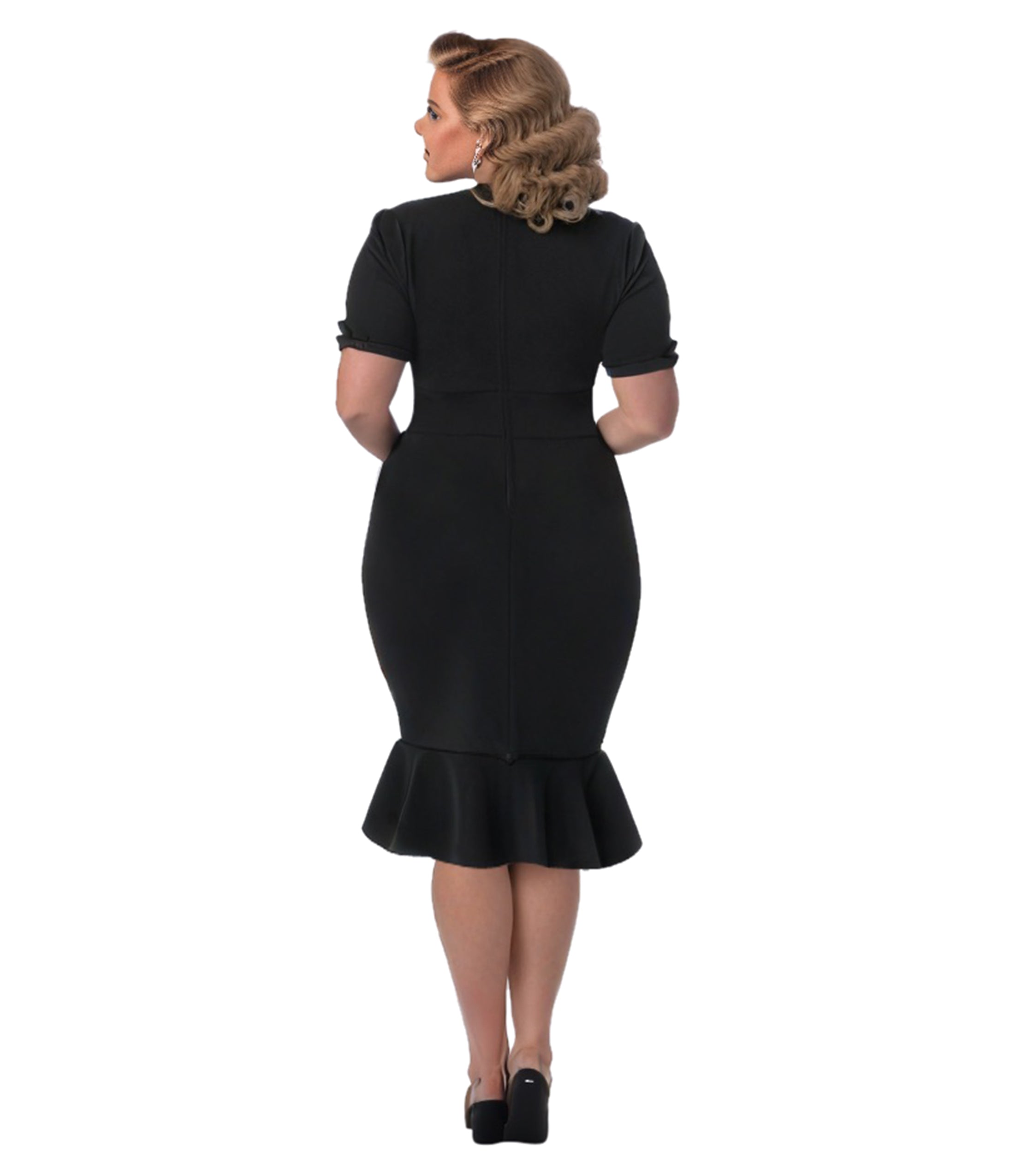 Unique Vintage Plus Size 1940s Black Floral Lace Saturday Night Bodysu