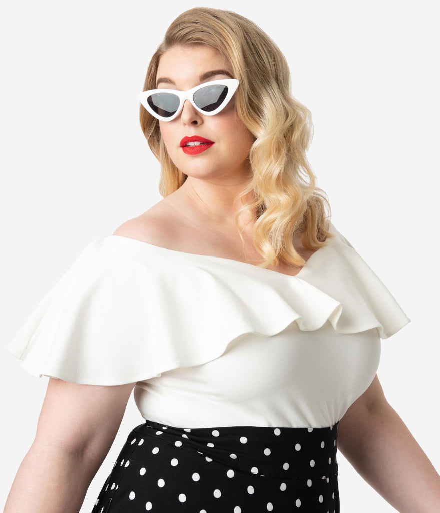 plus size white off the shoulder top