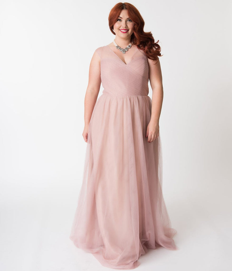 plus size pink gown