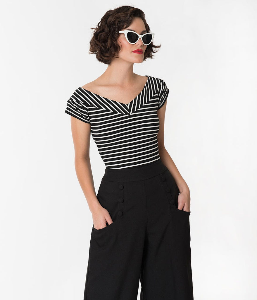 black and white striped vintage dress