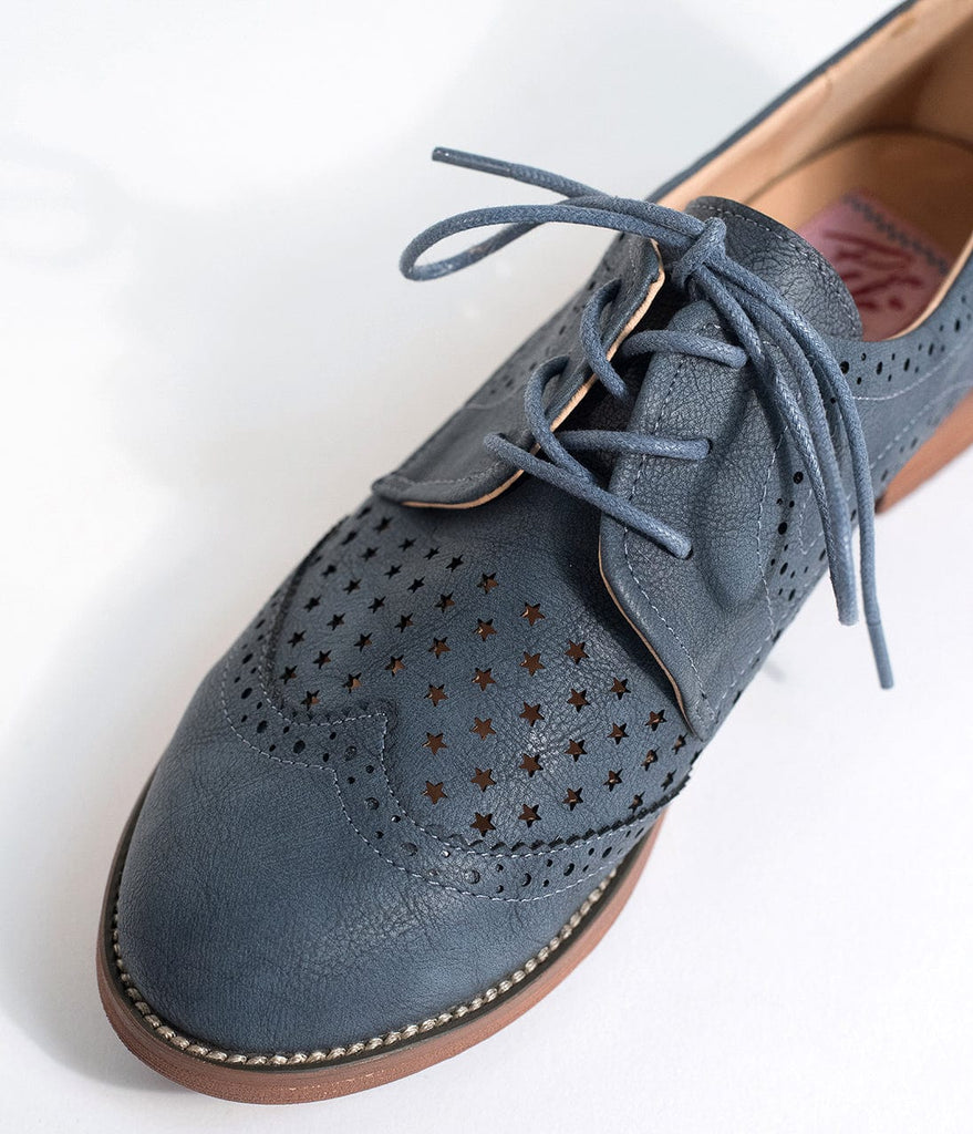 blue leather oxford shoes