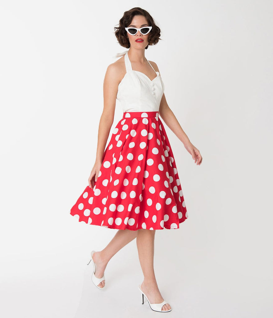 red white polka dot skirt