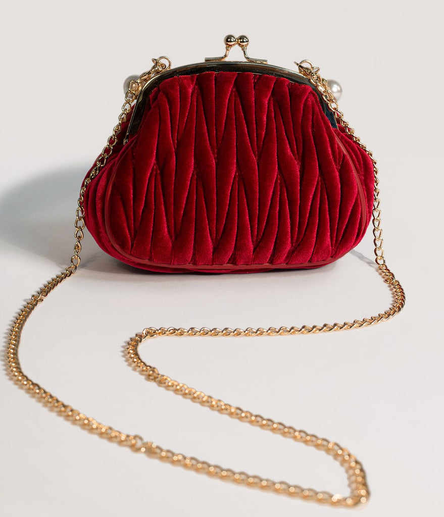 burgundy velvet purse