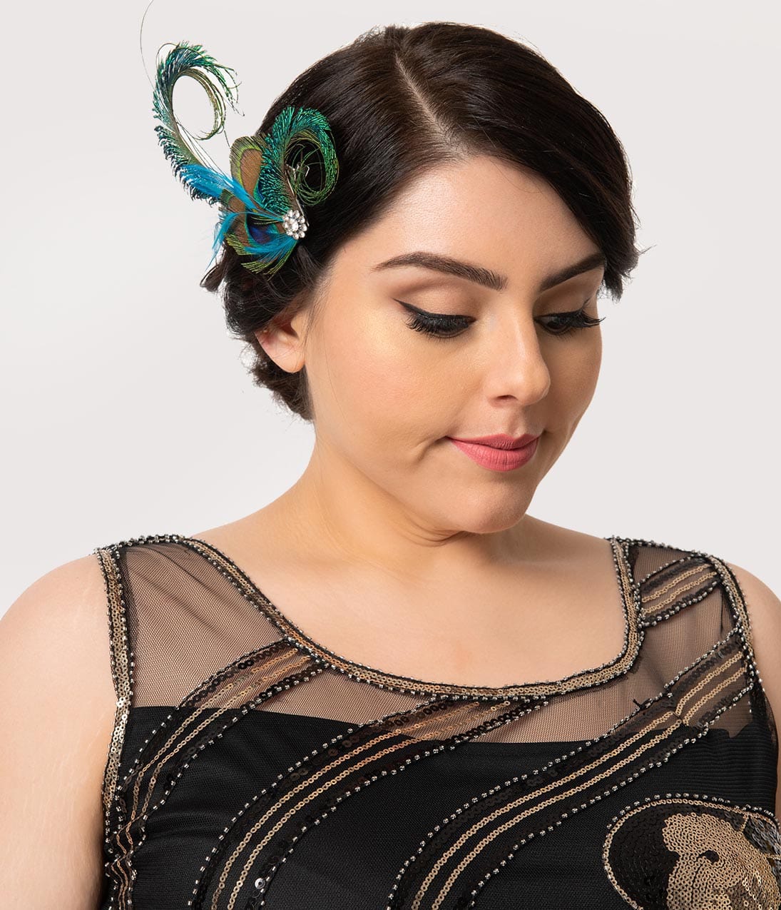 1920s Gatsby Headpiece For Women Black Feather 20s Headband