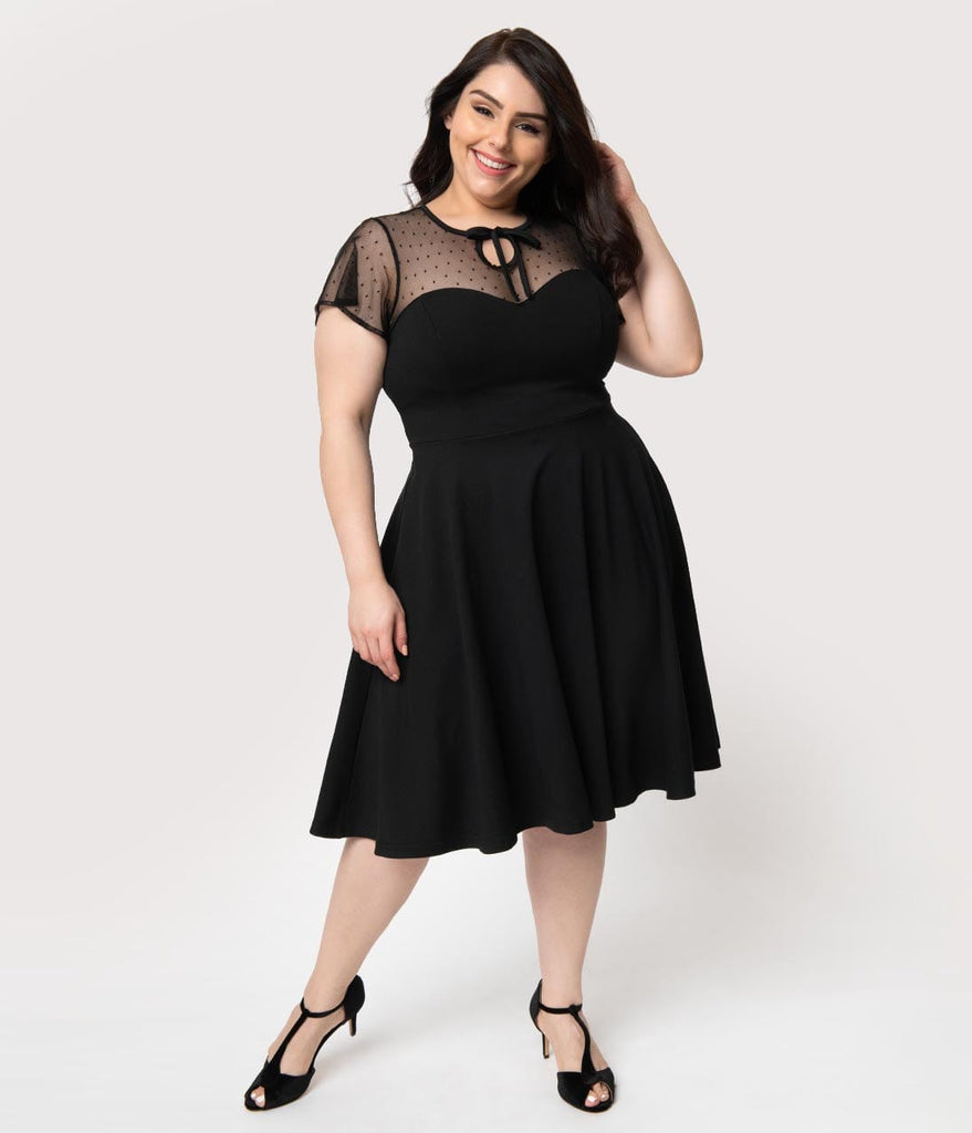 mesh black dress plus size