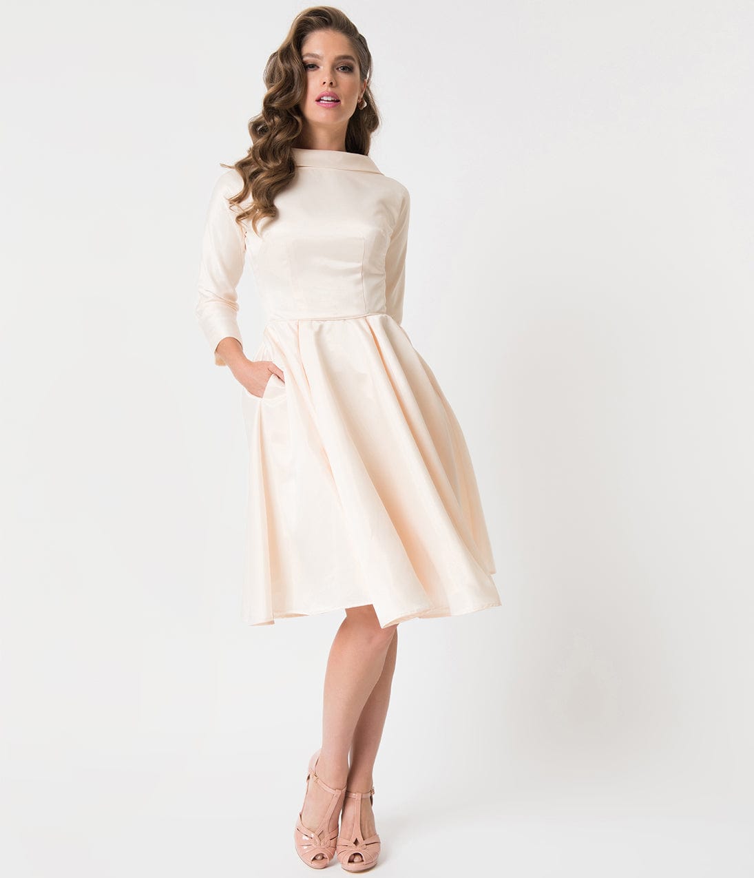 formal swing dress with sleeves