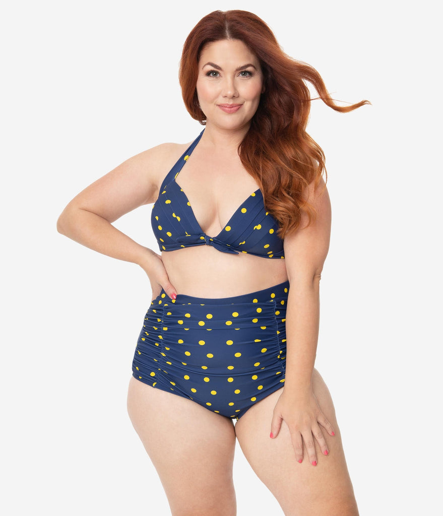 yellow high waisted bikini plus size