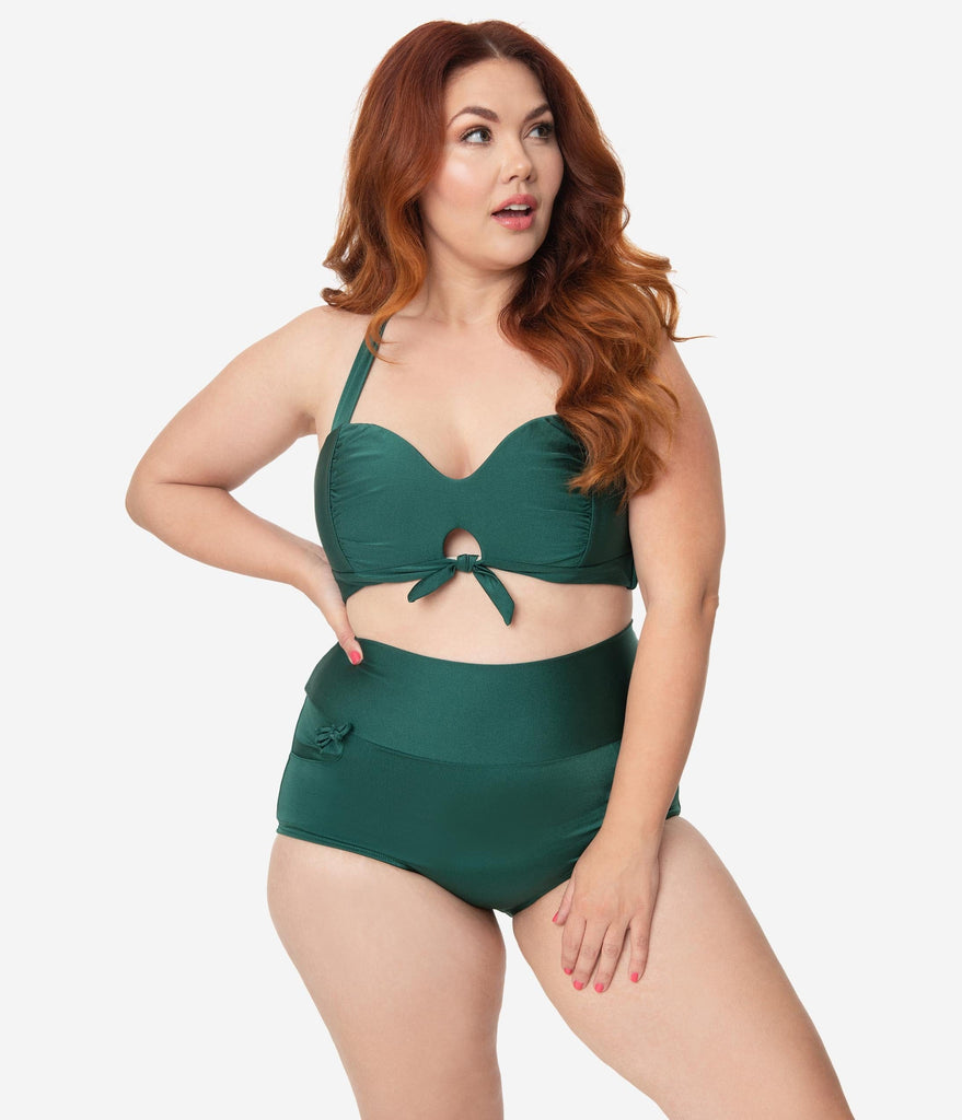 plus size high waisted swim bottoms