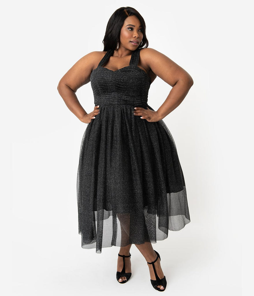 black and silver plus size party dress