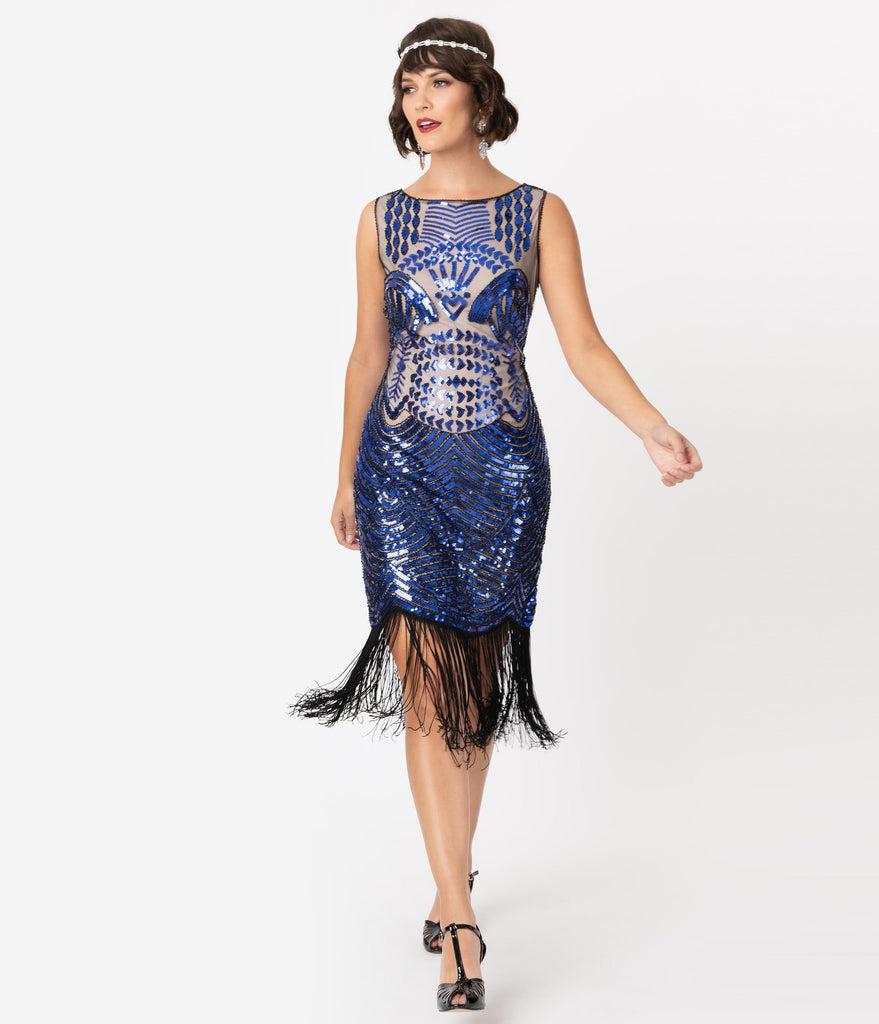 blue flapper dress