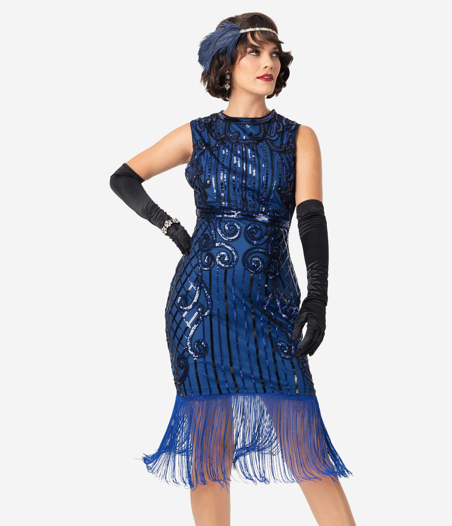 blue flapper dress