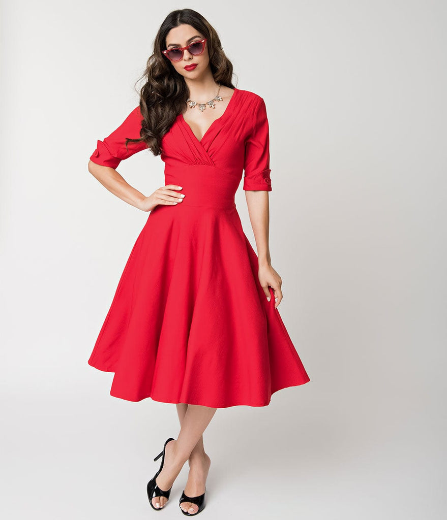 swing cocktail dress with sleeves