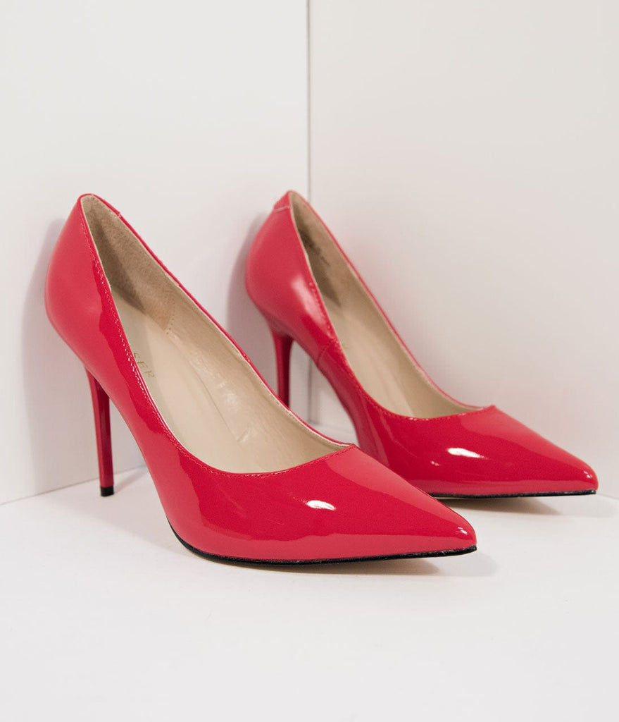 red pointed heels