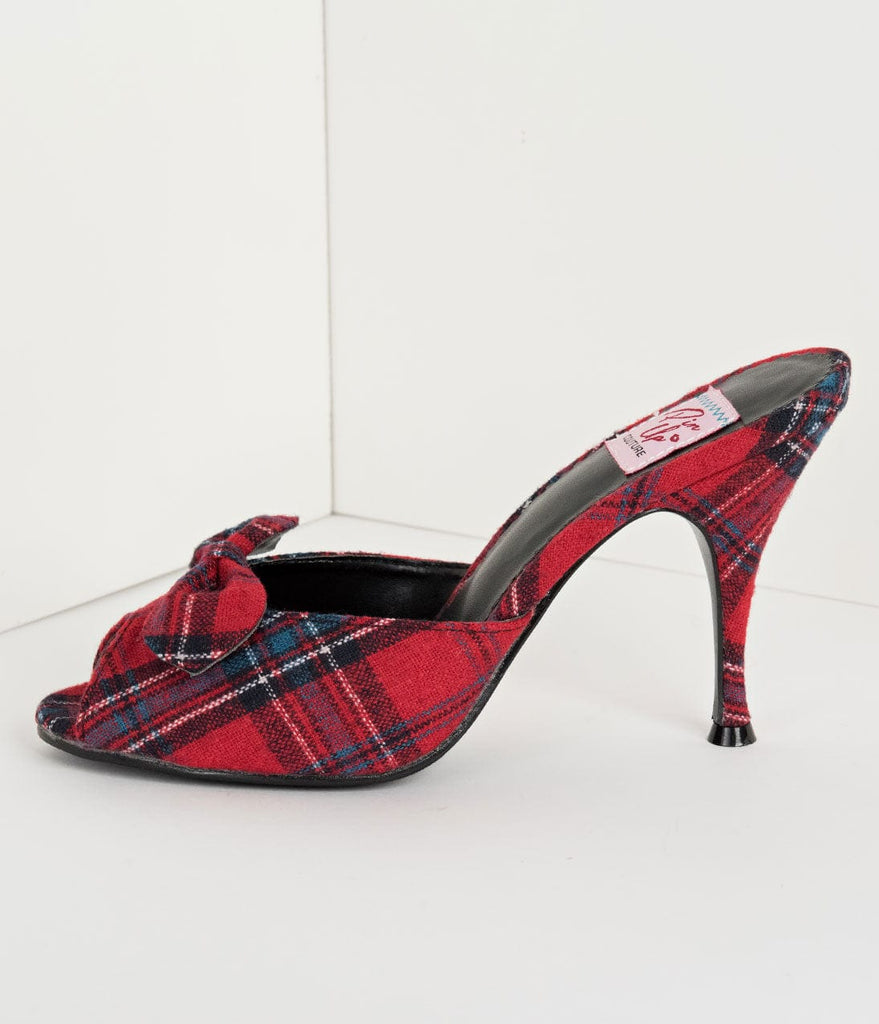 red plaid heels