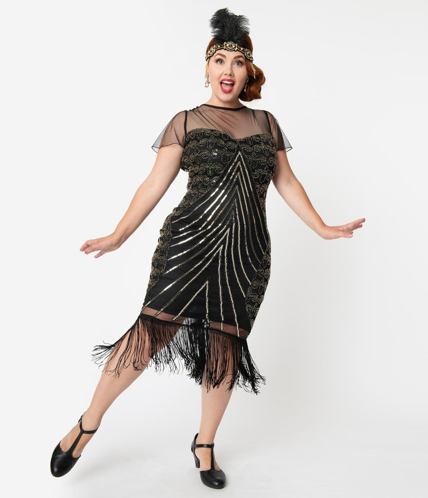 plus size black flapper dress