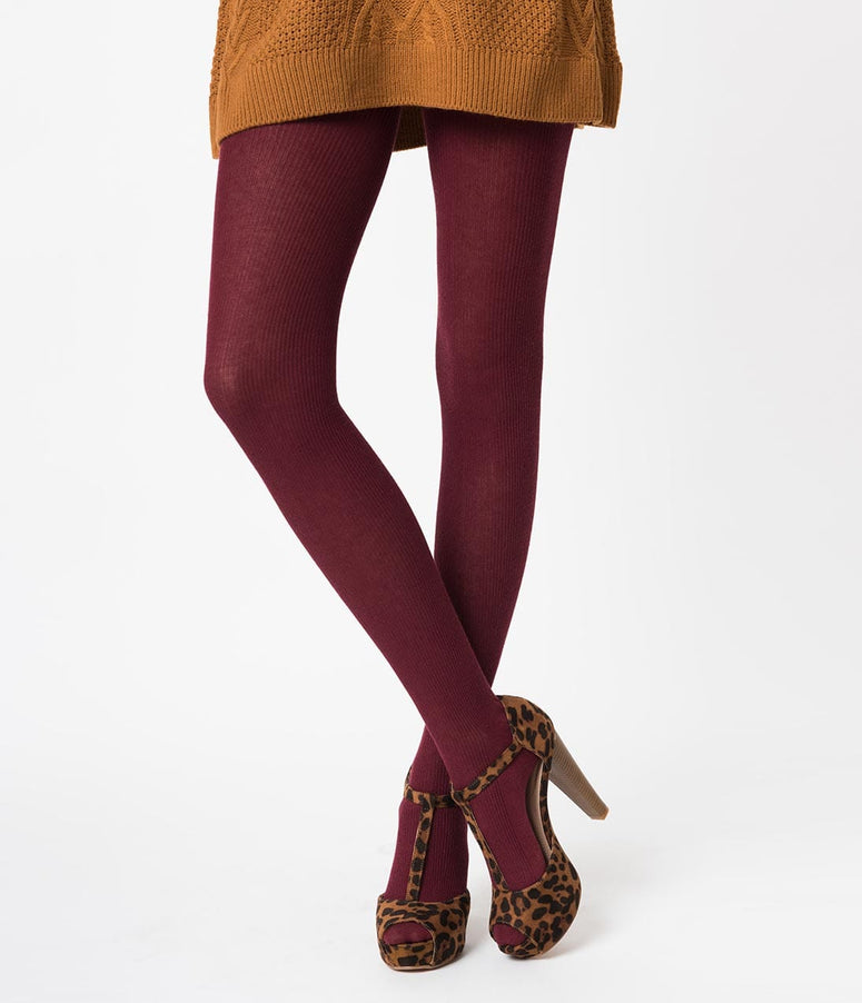 Opaque Tights - Burgundy - Snag – Snag US