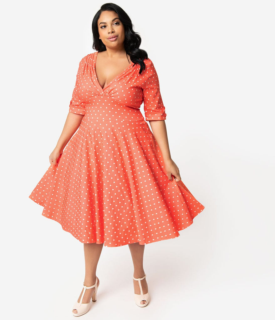 coral color dress plus size