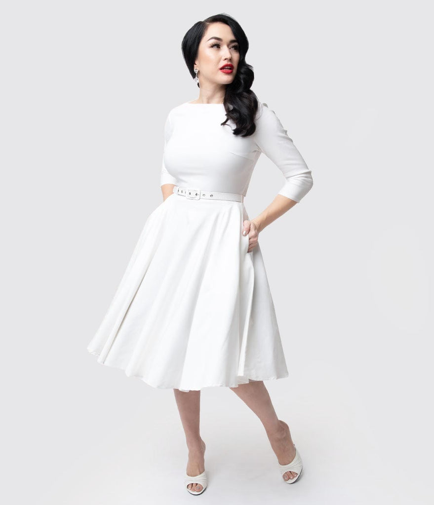 white swing dress