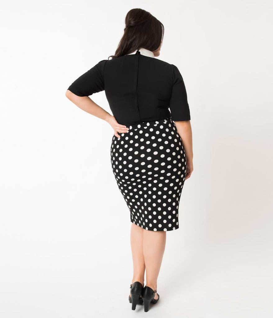 black and white polka dot skirt plus size