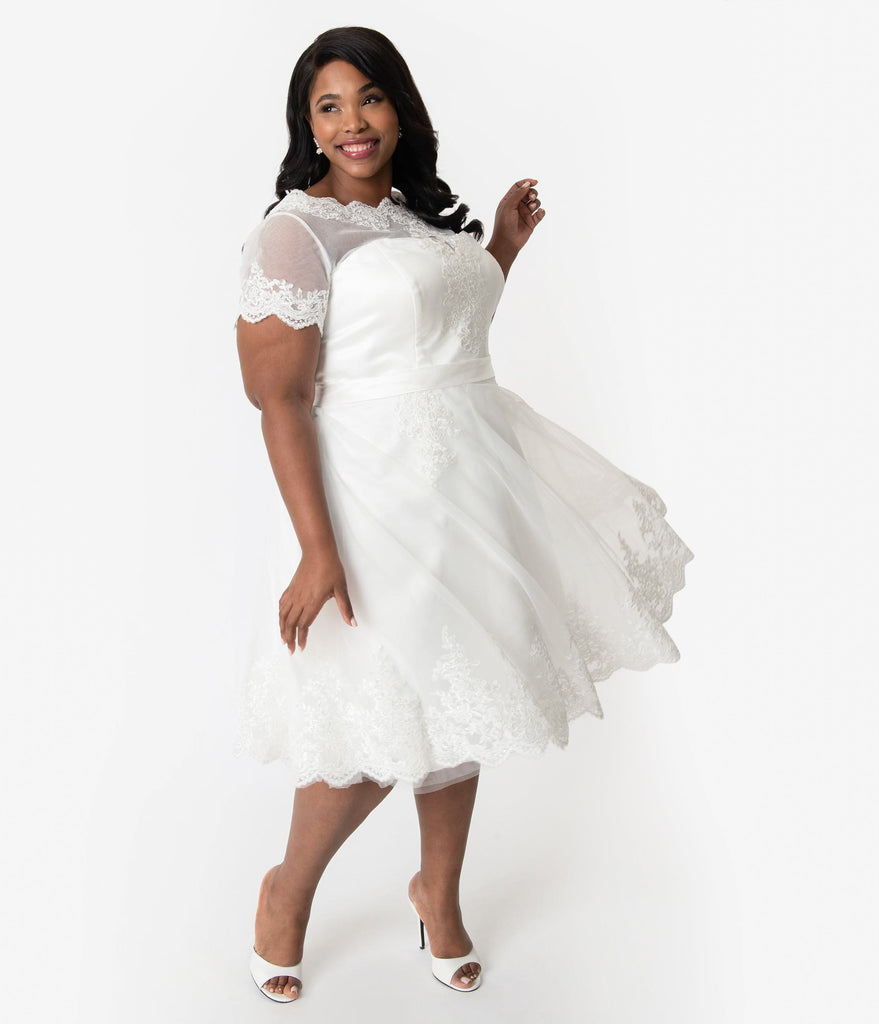 plus size white cocktail wedding dresses