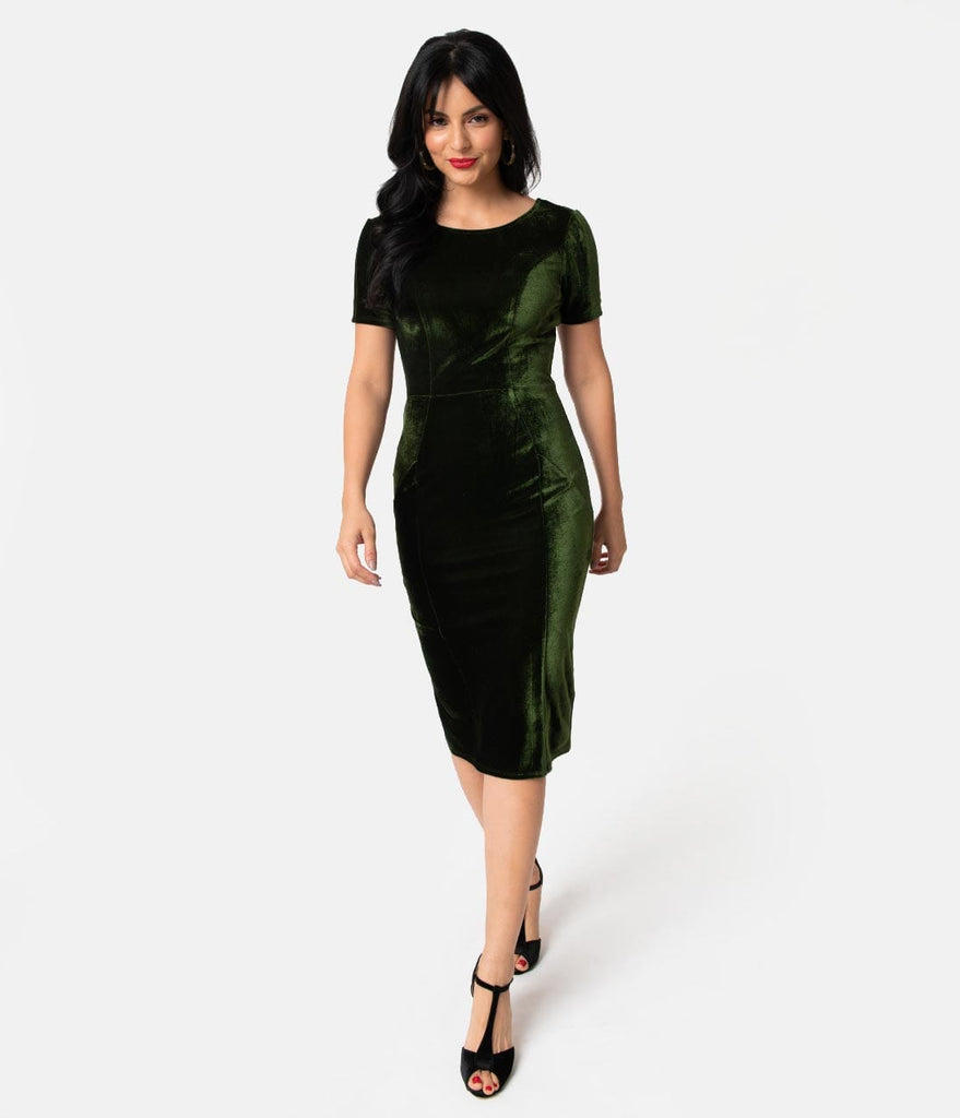 olive green cocktail dress with sleeves