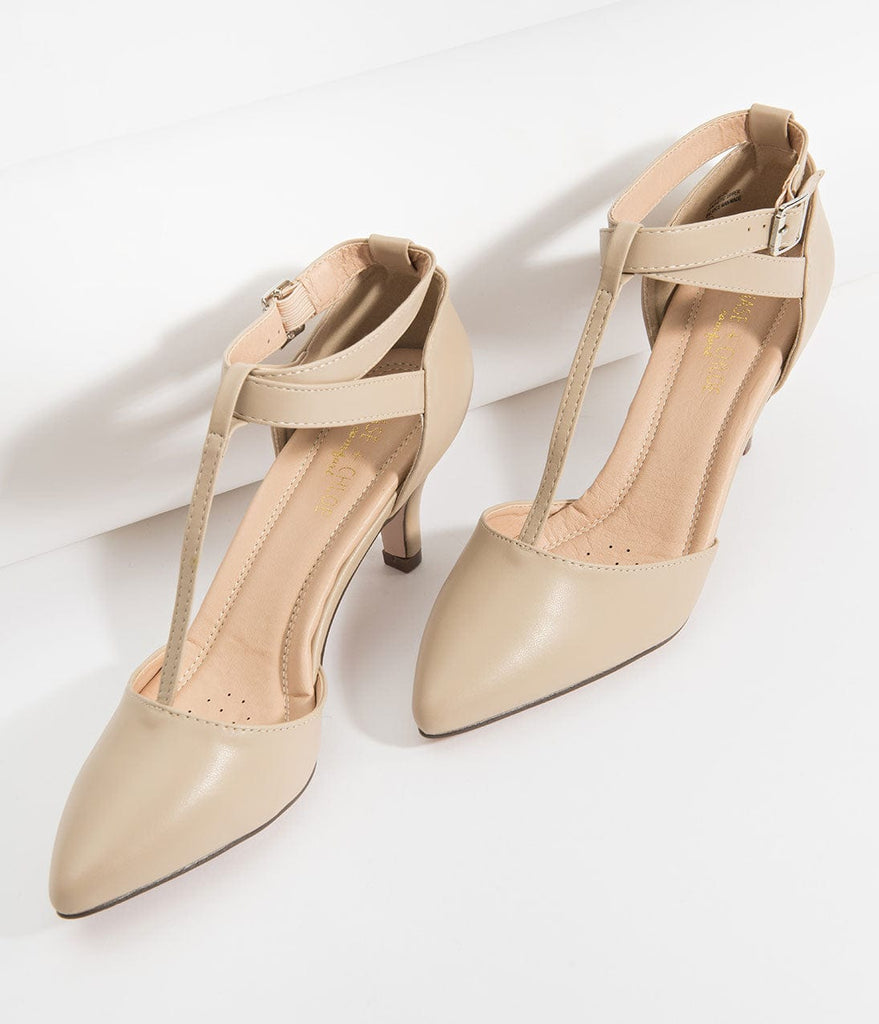 Beige Leatherette Pointed Toe Ellie T 