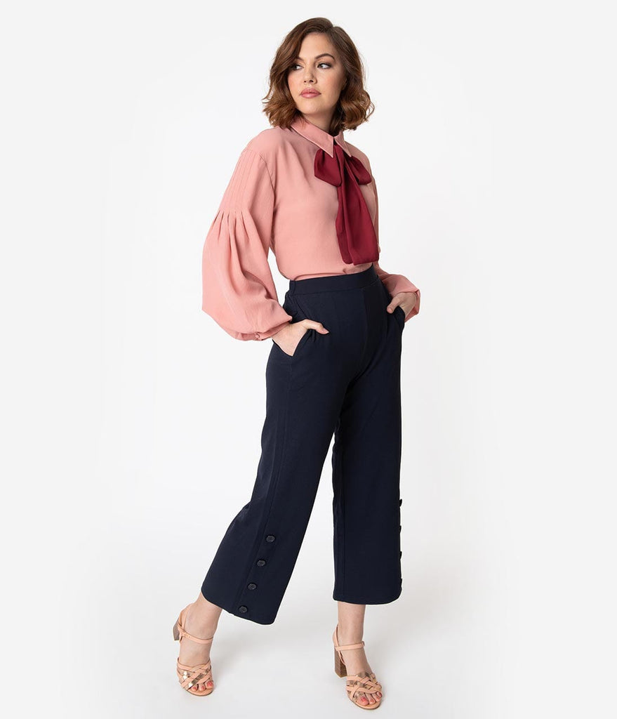 navy blue crop pants