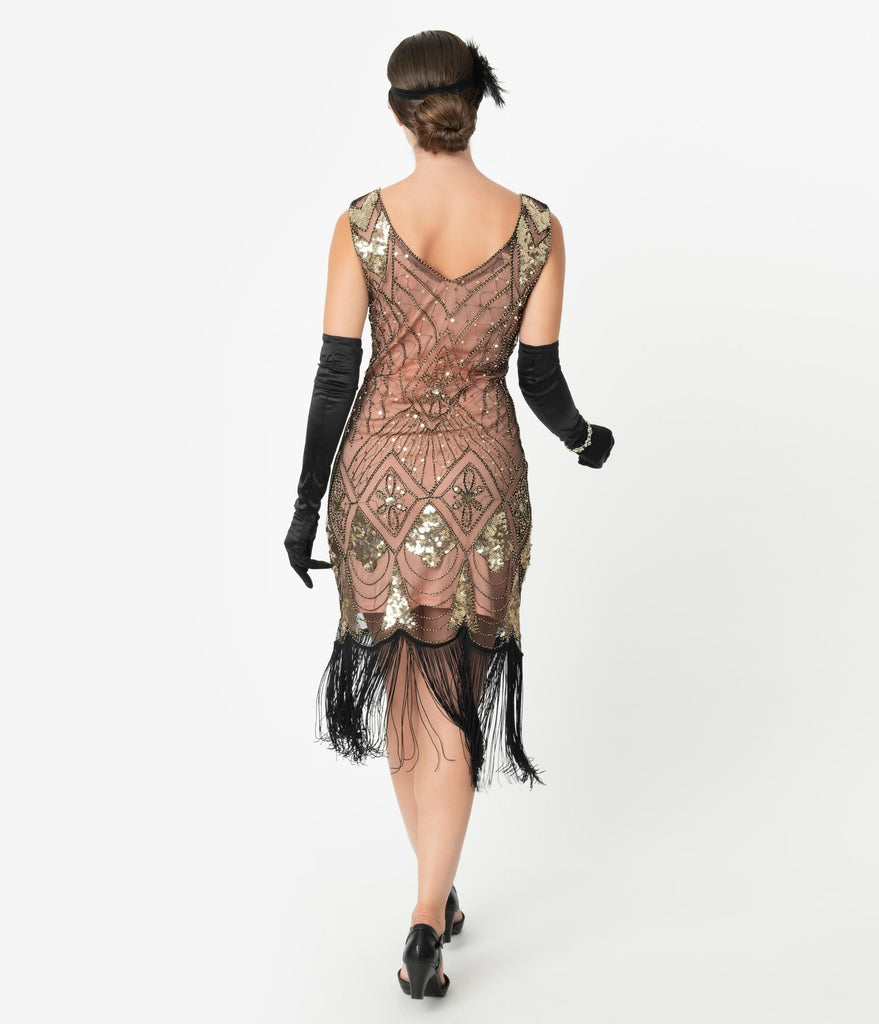 rose gold 1920s dress