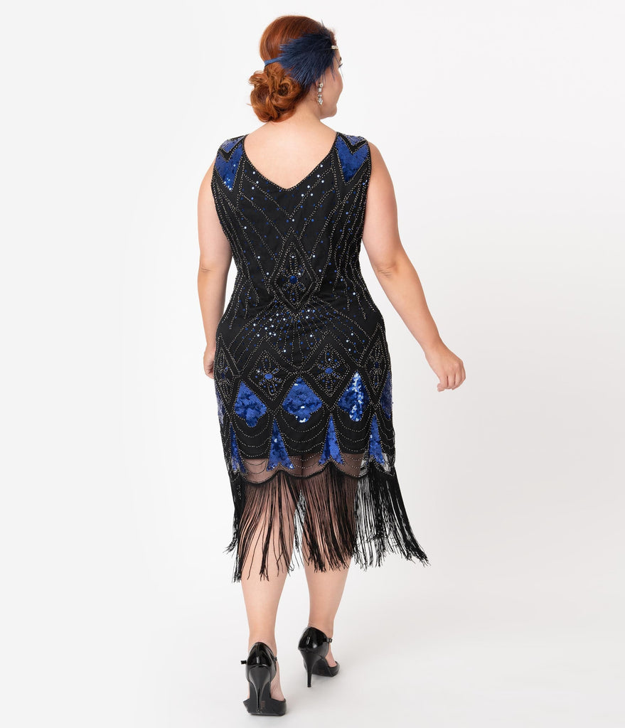 blue fringe dress